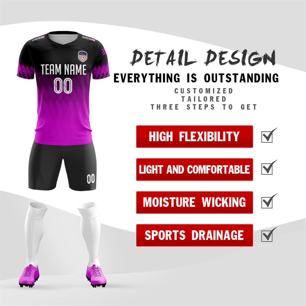 Custom Purple Black Quick Dry Training Uniform Soccer Sets Jersey