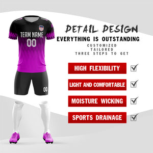 Custom Purple Black Quick Dry Training Uniform Soccer Sets Jersey