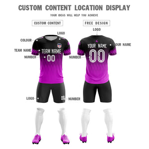 Custom Purple Black Quick Dry Training Uniform Soccer Sets Jersey