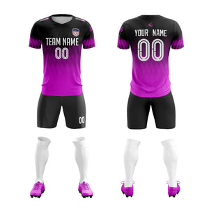 Custom Purple Black Quick Dry Training Uniform Soccer Sets Jersey