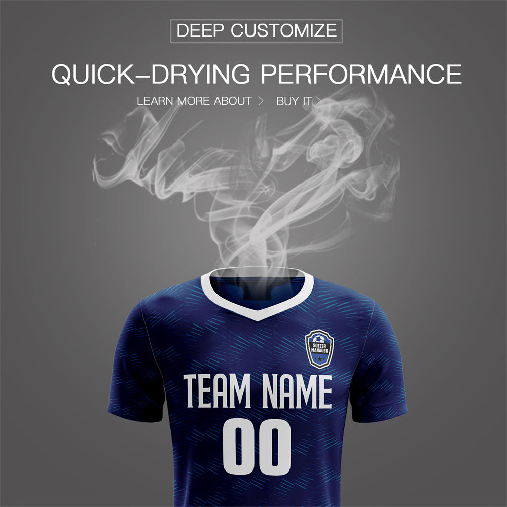 Custom Navy Black White Quick Dry Training Uniform Soccer Sets Jersey