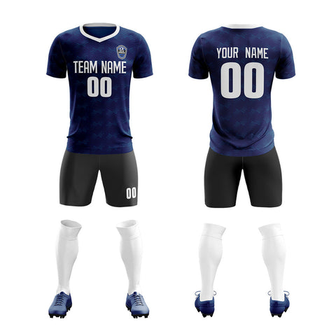Custom Navy Black White Quick Dry Training Uniform Soccer Sets Jersey