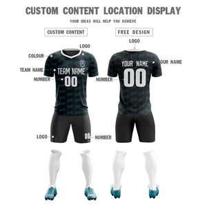 Custom Black Light Blue-White Quick Dry Training Uniform Soccer Sets Jersey