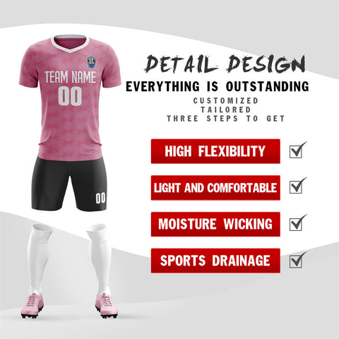 Custom Pink Black White Quick Dry Training Uniform Soccer Sets Jersey