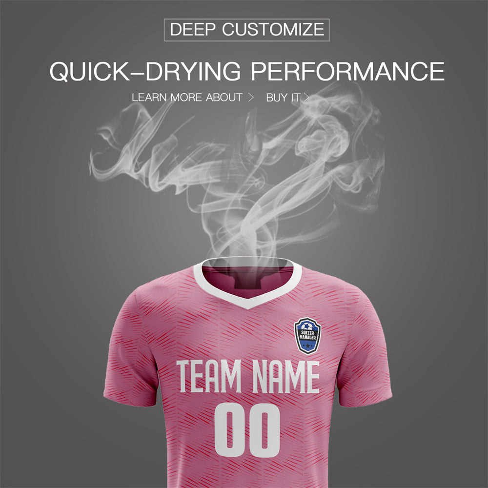 Custom Pink Black White Quick Dry Training Uniform Soccer Sets Jersey