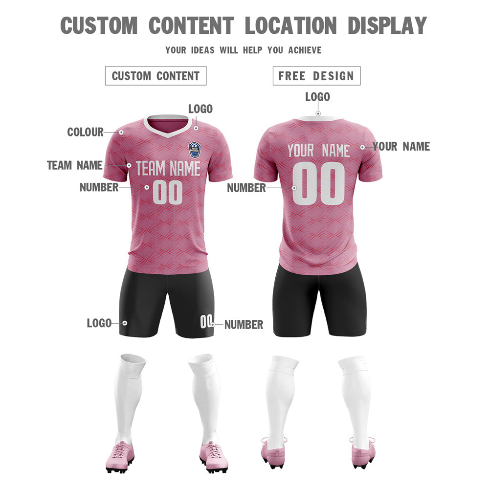 Custom Pink Black White Quick Dry Training Uniform Soccer Sets Jersey