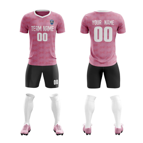 Custom Pink Black White Quick Dry Training Uniform Soccer Sets Jersey
