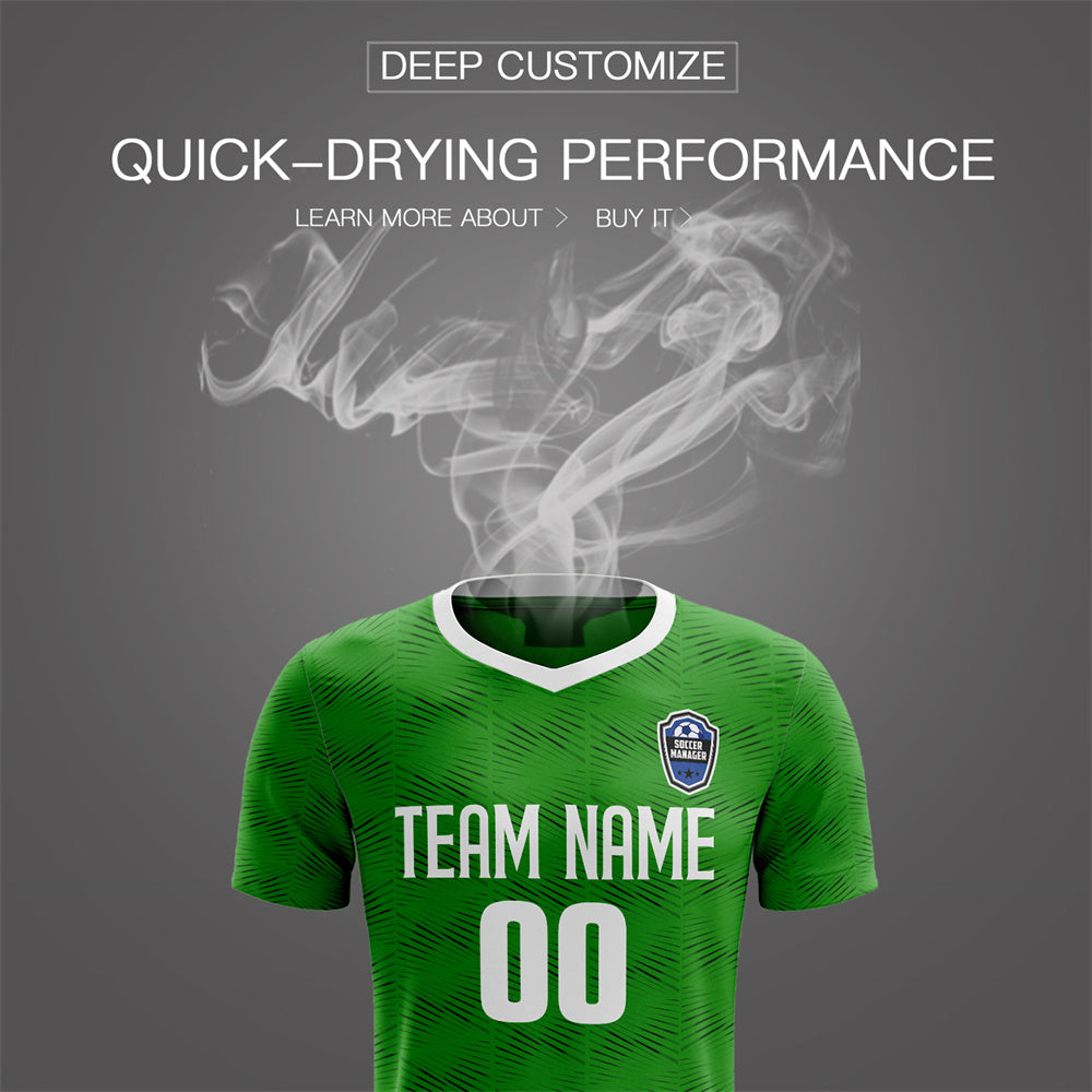 Custom Green Black White Quick Dry Training Uniform Soccer Sets Jersey