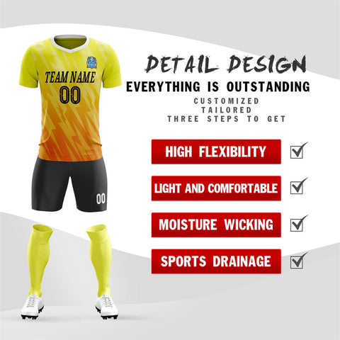 Custom Yellow Orange Training Uniform Soccer Sets Jersey