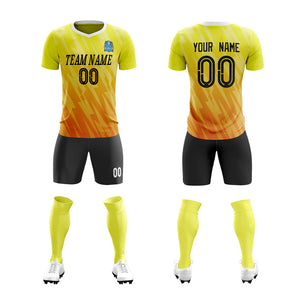 Custom Yellow Orange Training Uniform Soccer Sets Jersey