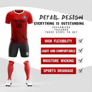 Custom Red Black Training Uniform Soccer Sets Jersey