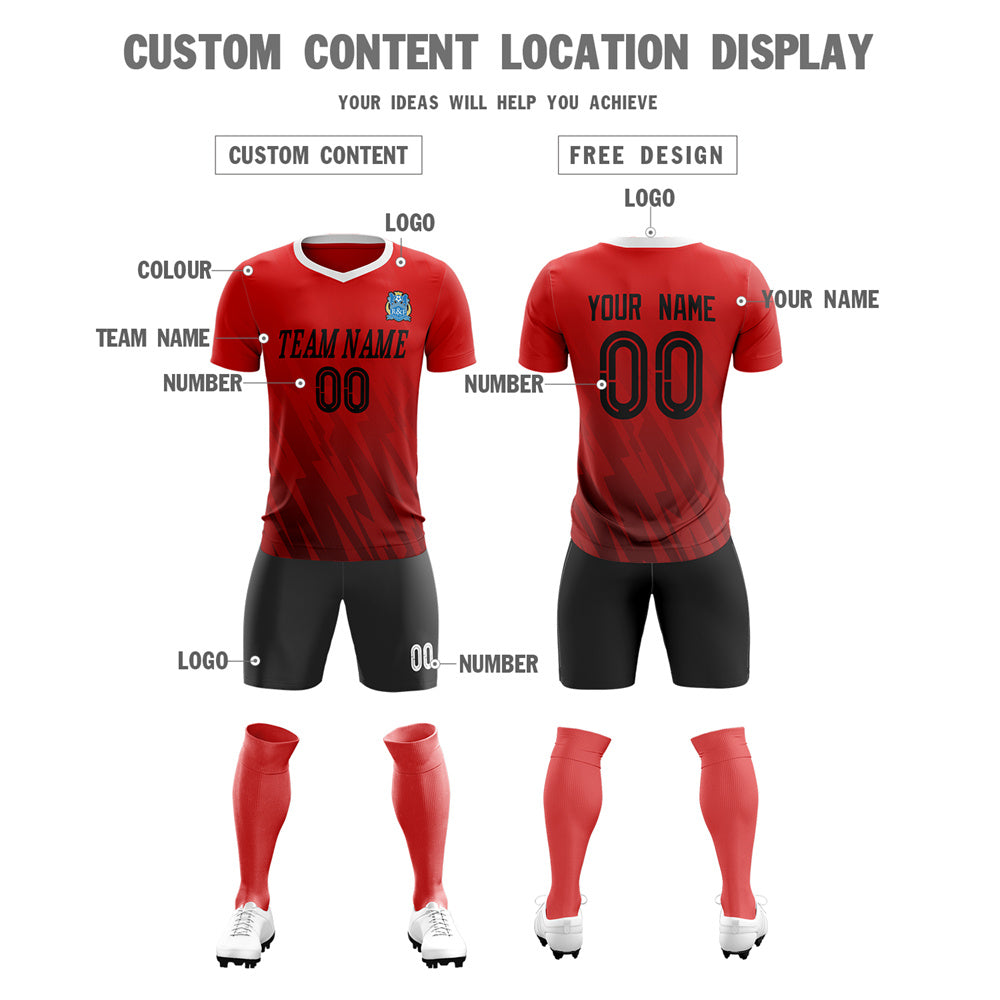 Custom Red Black Training Uniform Soccer Sets Jersey