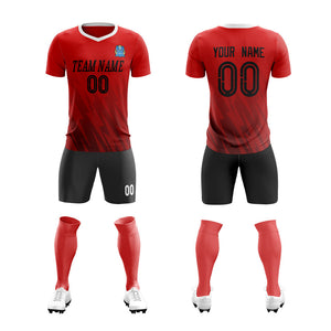 Custom Red Black Training Uniform Soccer Sets Jersey