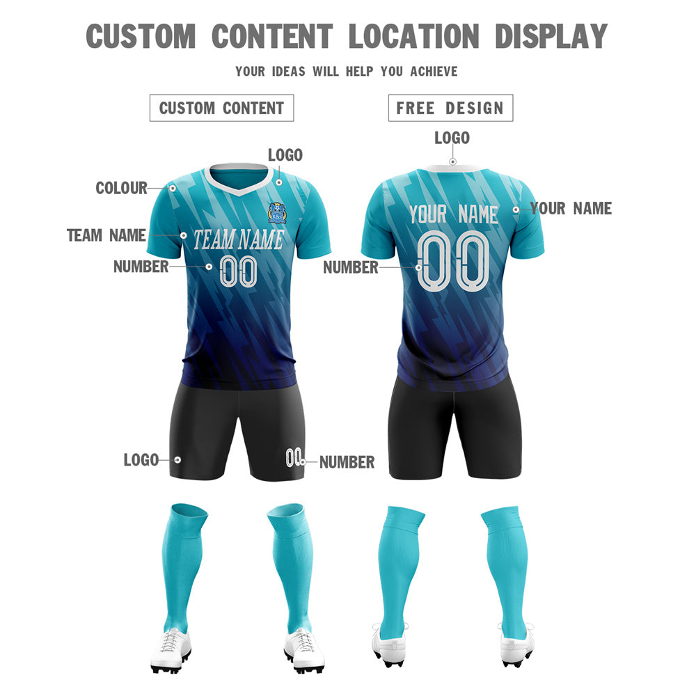 Custom Blue Navy Training Uniform Soccer Sets Jersey