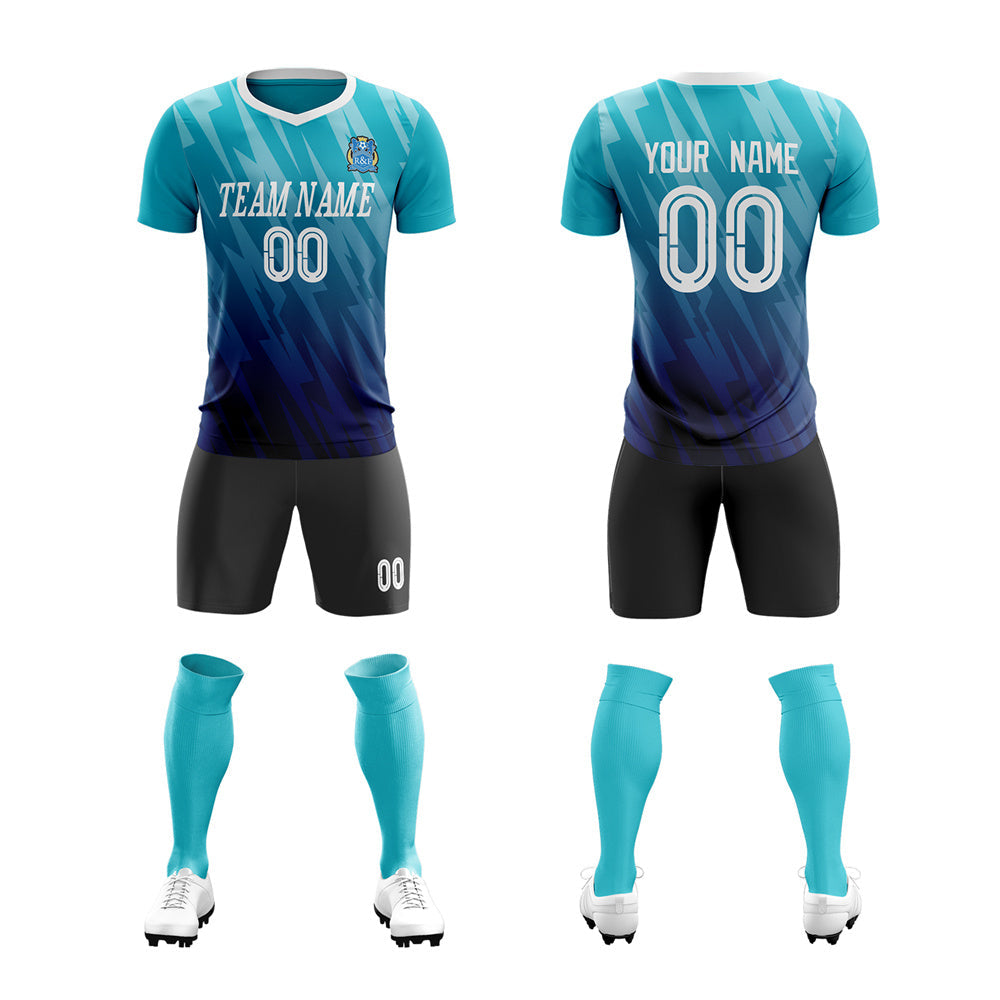 Custom Blue Navy Training Uniform Soccer Sets Jersey