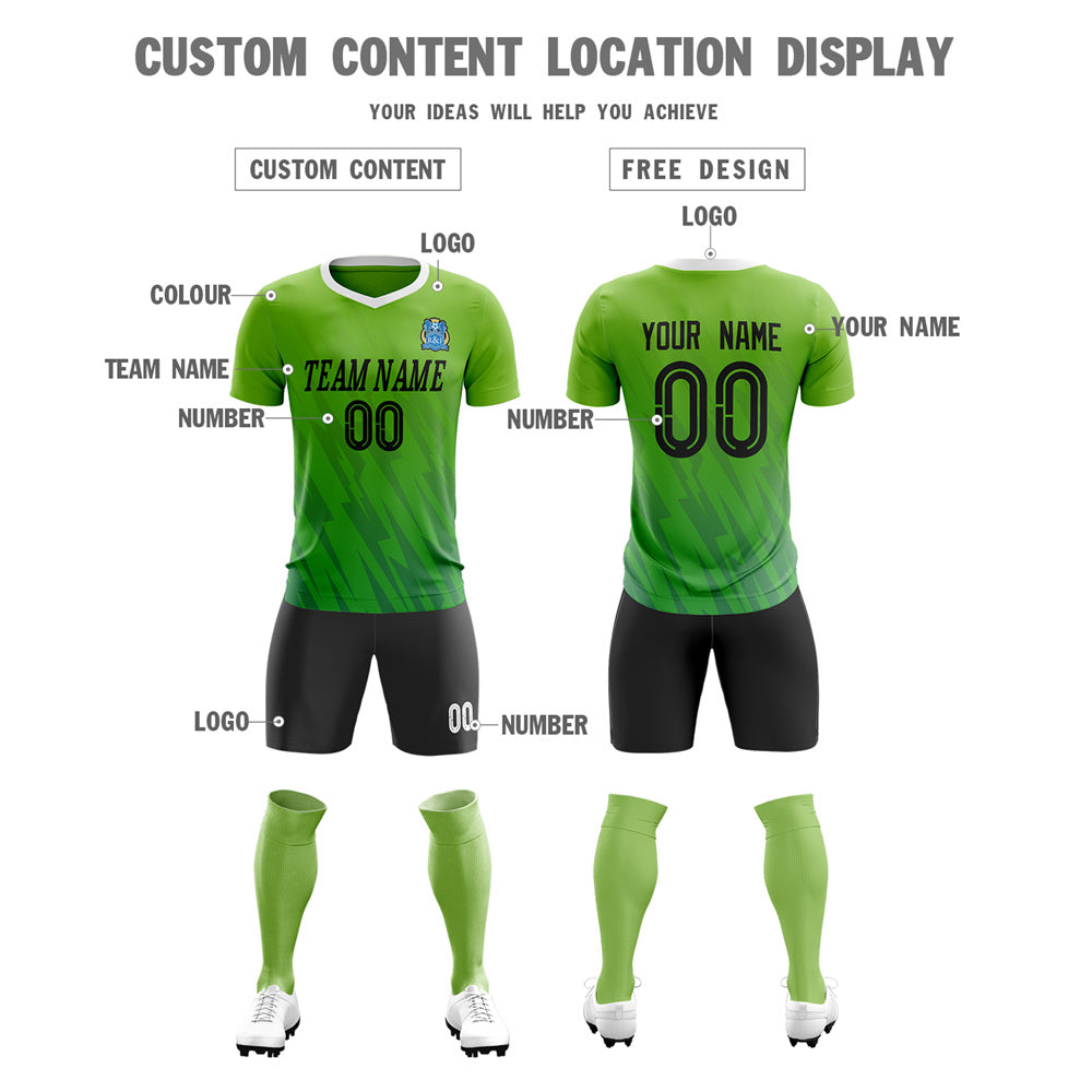 Custom Green Black Training Uniform Soccer Sets Jersey