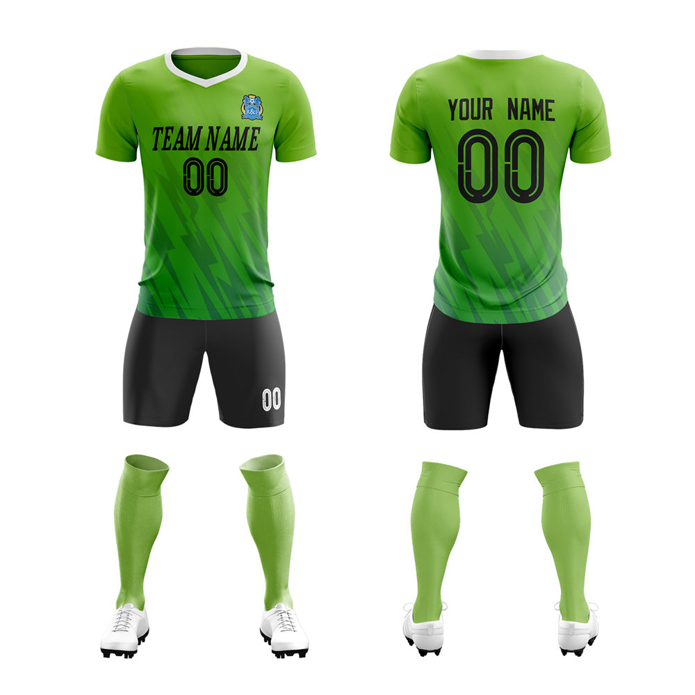 Custom Green Black Training Uniform Soccer Sets Jersey