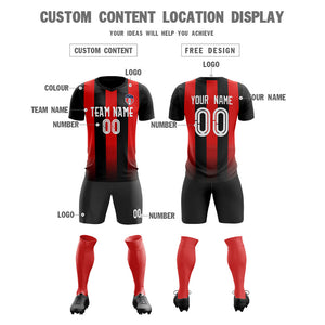 Custom Black Red Stripe Training Uniform Soccer Sets Jersey