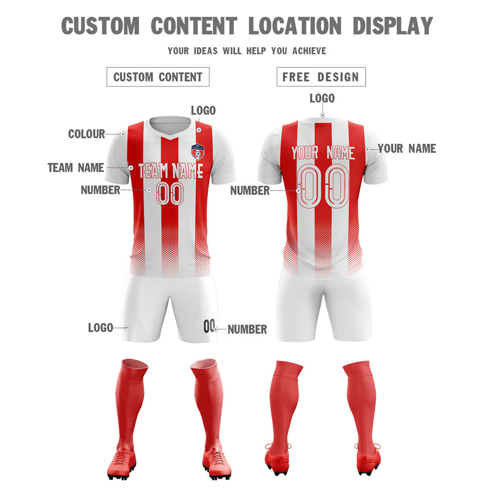 Custom White Red Training Uniform Soccer Sets Jersey