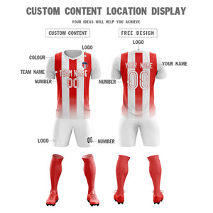 Custom White Red Training Uniform Soccer Sets Jersey