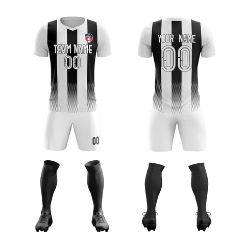 Custom White Black Training Uniform Soccer Sets Jersey