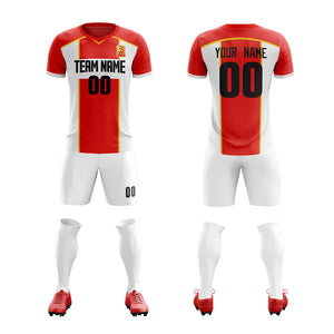 Custom Red White-Yellow Training Uniform Soccer Sets Jersey