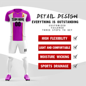 Custom Purple White-Yellow Training Uniform Soccer Sets Jersey