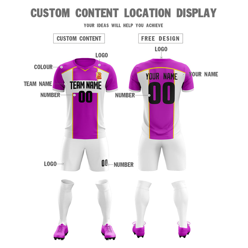 Custom Purple White-Yellow Training Uniform Soccer Sets Jersey