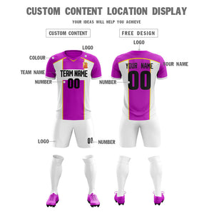 Custom Purple White-Yellow Training Uniform Soccer Sets Jersey