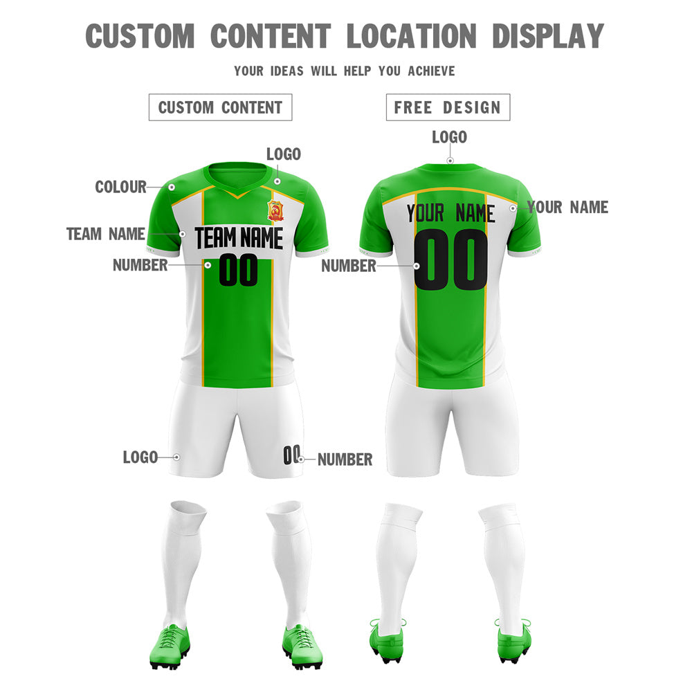 Custom Green White-Yellow Training Uniform Soccer Sets Jersey