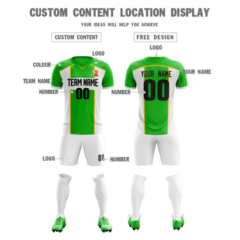 Custom Green White-Yellow Training Uniform Soccer Sets Jersey