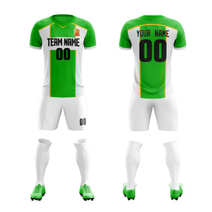 Custom Green White-Yellow Training Uniform Soccer Sets Jersey