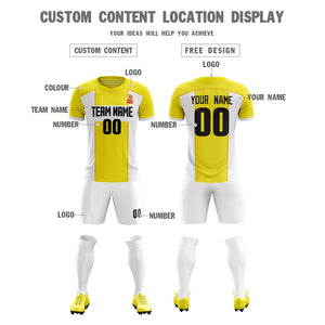 Custom Yellow White Training Uniform Soccer Sets Jersey