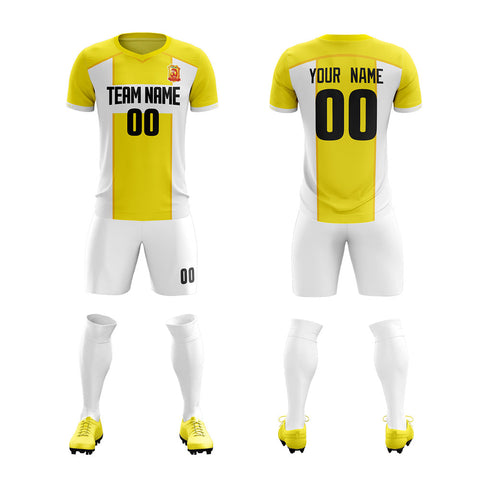 Custom Yellow White Training Uniform Soccer Sets Jersey