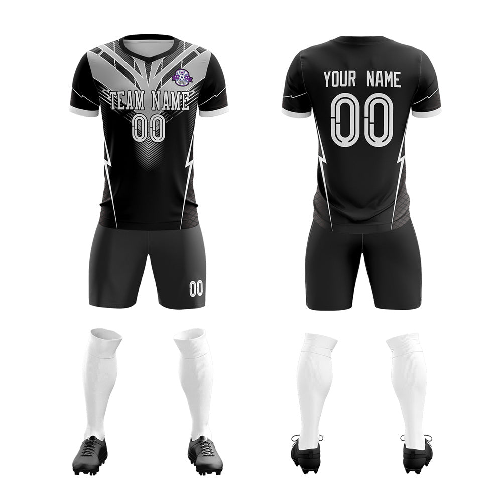 Custom Black Gray Training Uniform Soccer Sets Jersey