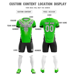 Custom Green Gray-Black Training Uniform Soccer Sets Jersey