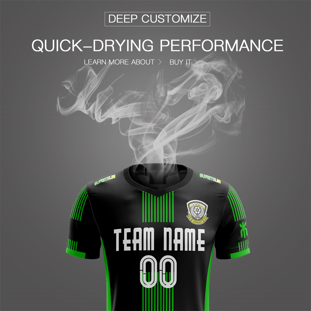 Custom Black Green Training Uniform Soccer Sets Jersey