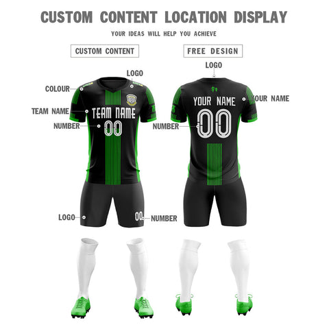 Custom Black Green Training Uniform Soccer Sets Jersey