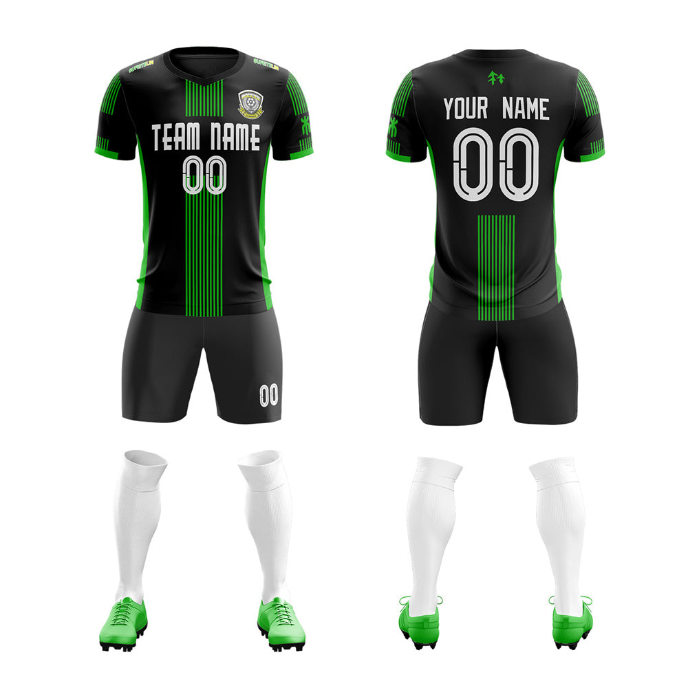 Custom Black Green Training Uniform Soccer Sets Jersey