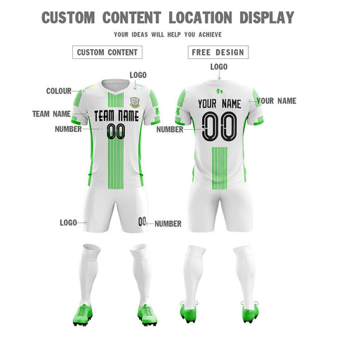 Custom White Green Training Uniform Soccer Sets Jersey