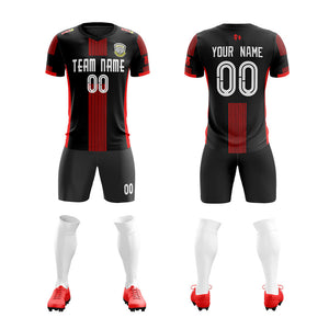 Custom Black Red Training Uniform Soccer Sets Jersey