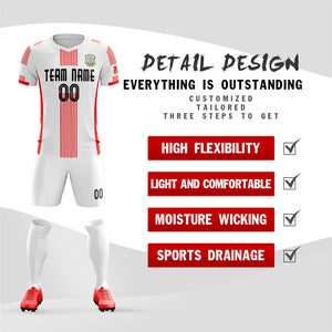 Custom White Red Training Uniform Soccer Sets Jersey