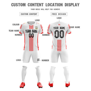 Custom White Red Training Uniform Soccer Sets Jersey