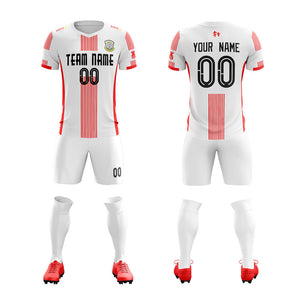 Custom White Red Training Uniform Soccer Sets Jersey