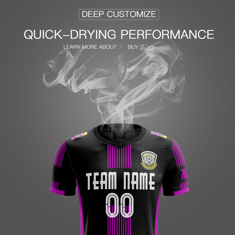 Custom Black Purple Training Uniform Soccer Sets Jersey