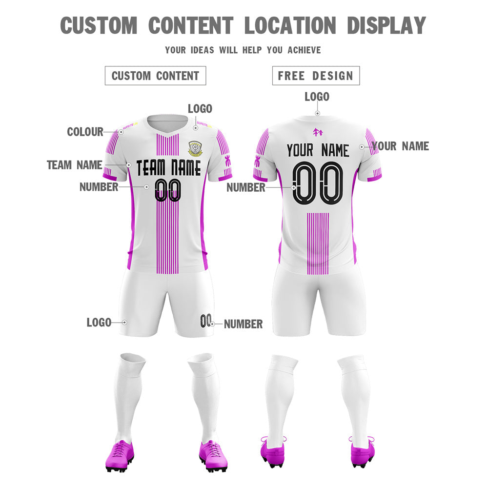 Custom White Purple Training Uniform Soccer Sets Jersey