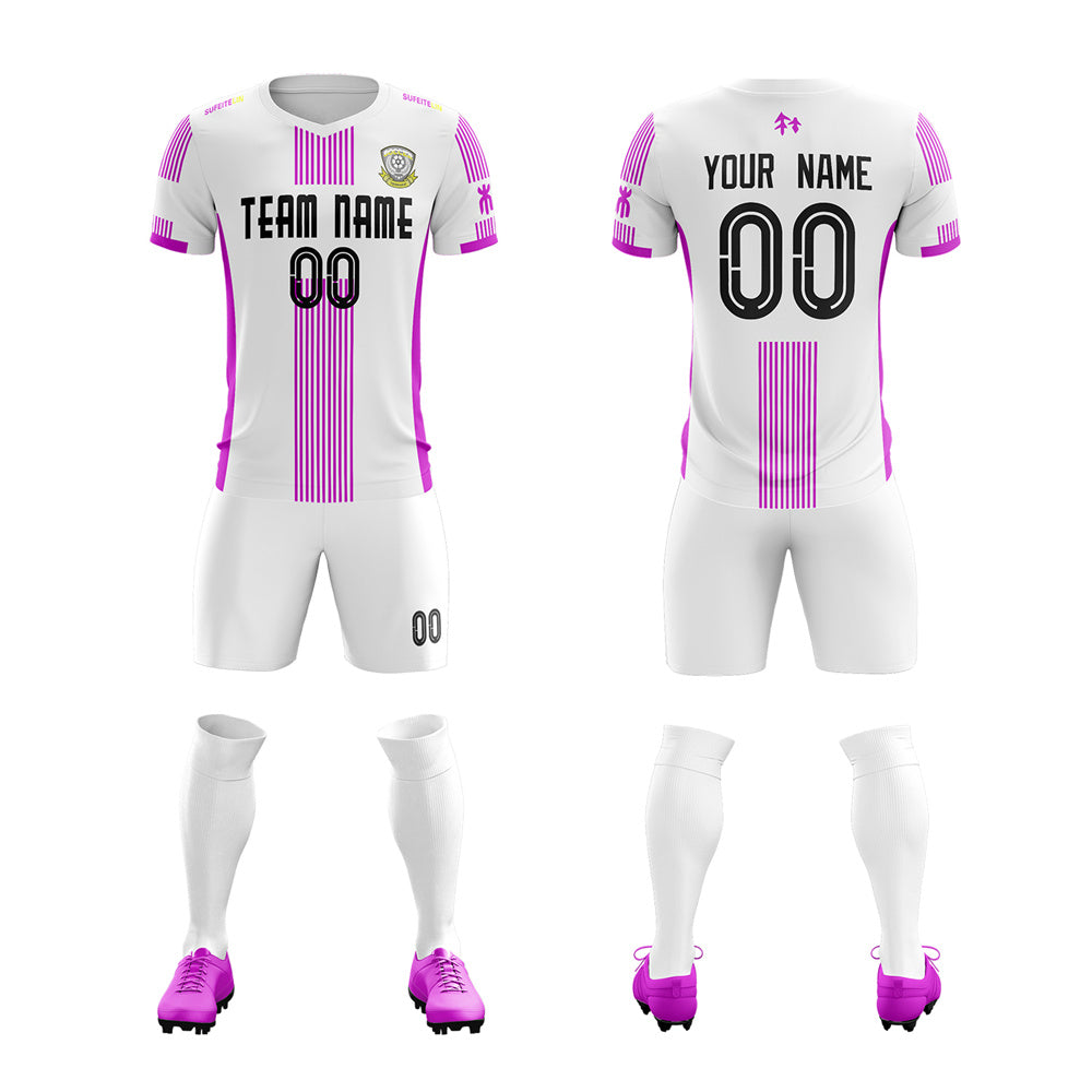 Custom White Purple Training Uniform Soccer Sets Jersey