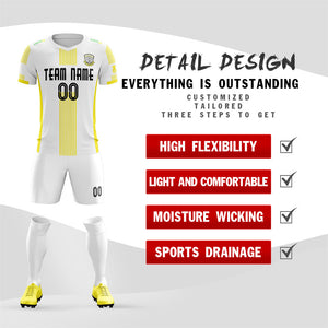 Custom White Yellow Training Uniform Soccer Sets Jersey