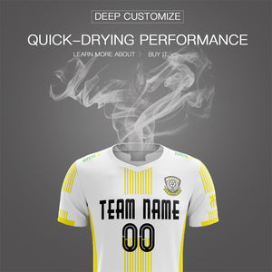 Custom White Yellow Training Uniform Soccer Sets Jersey