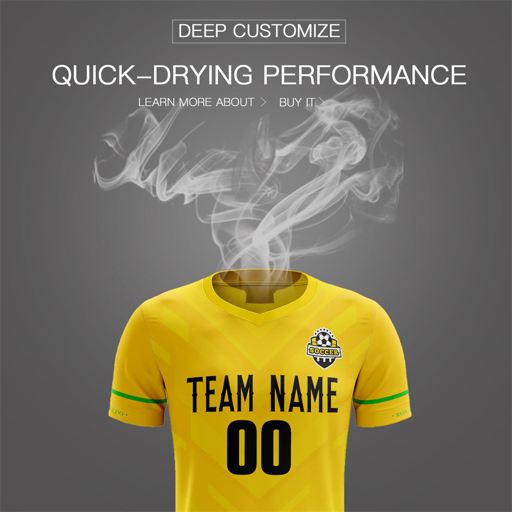 Custom Yellow Black Training Uniform Soccer Sets Jersey